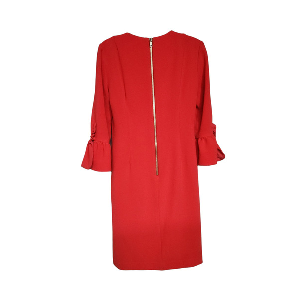 Sara Campbell 3/4 Sleeved Cerise Shift Dress 2 - Picture 4 of 4